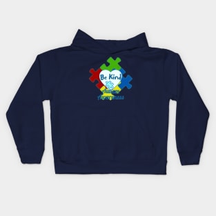 Autism Awareness Be Kind Puzzle and Heart Design Kids Hoodie